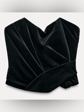 Black Velvet Strapless Bustier Top